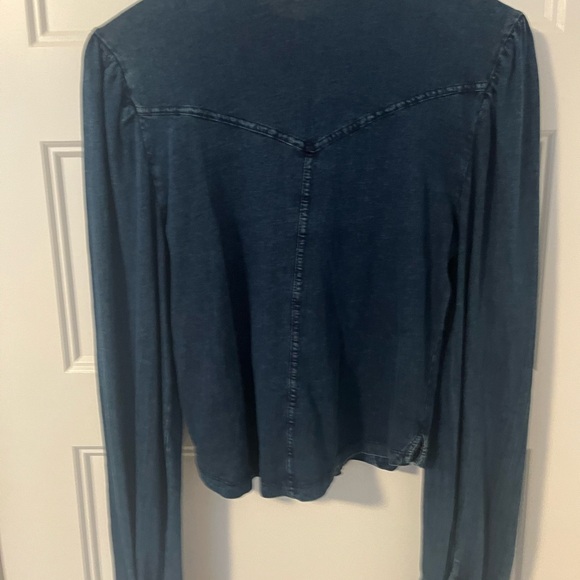 Free People Dark Blue Button-Up Top - Picture 3 of 6